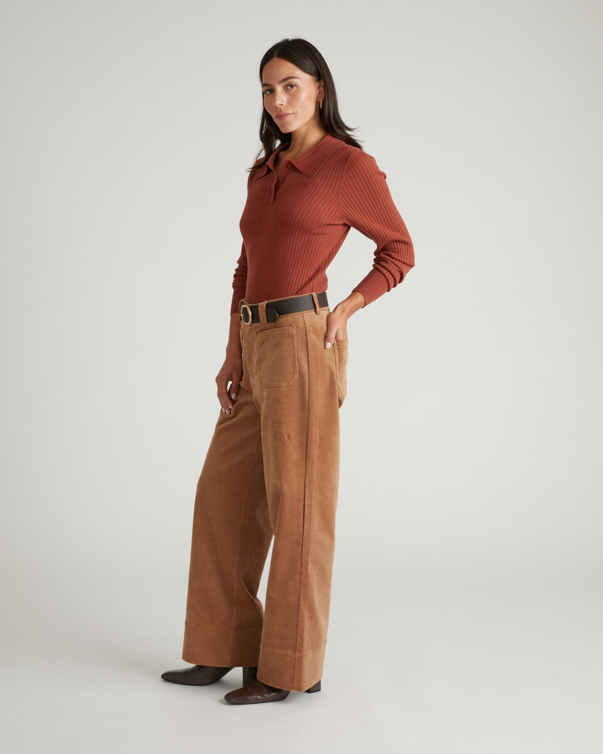 Claudia High Rise Stretch Corduroy Pants - Classic Camel | Plus Size & Straight Size Women's Fashion | Universal Standard