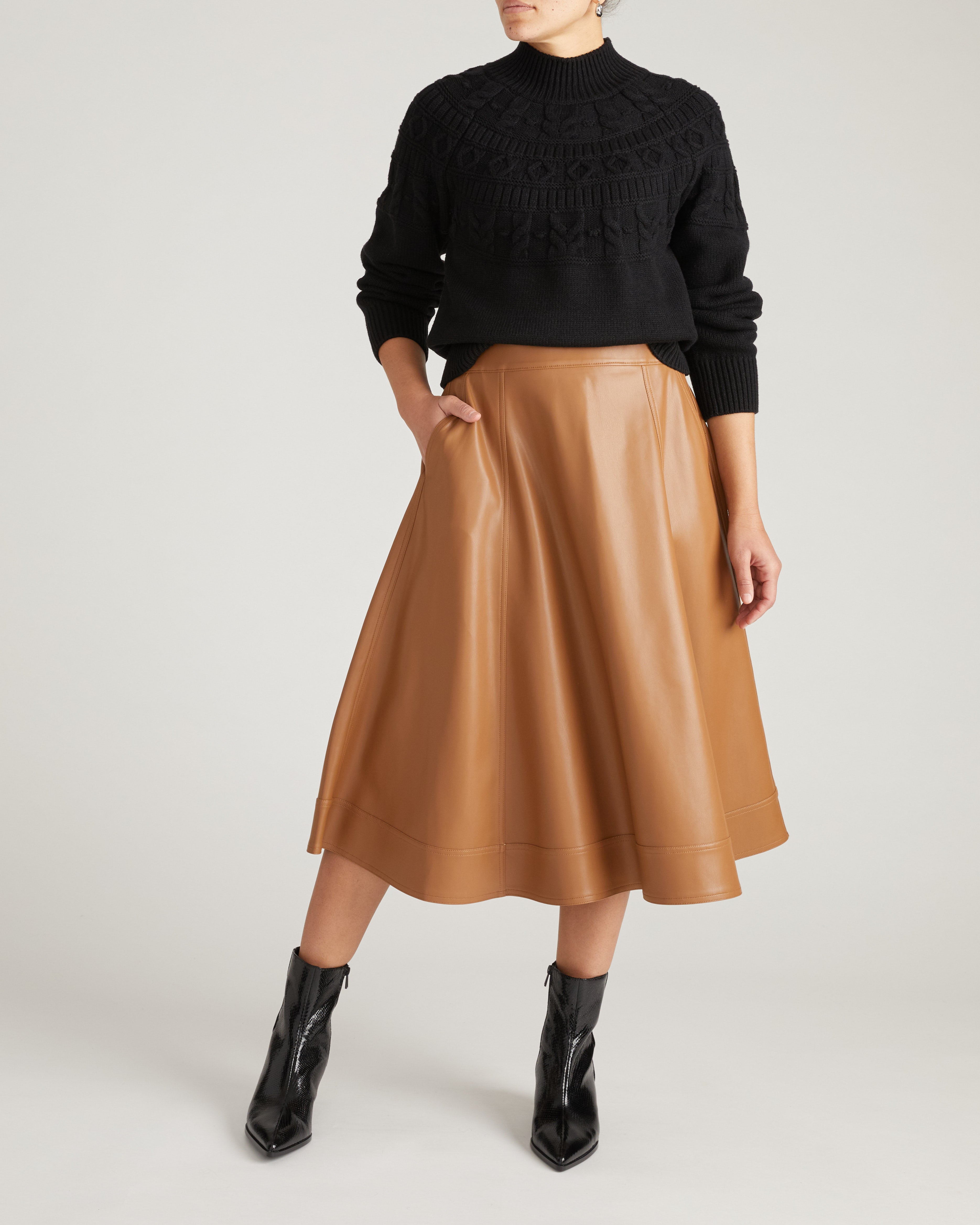 Charlotte Faux Leather Skirt - Classic Camel – Universal Standard