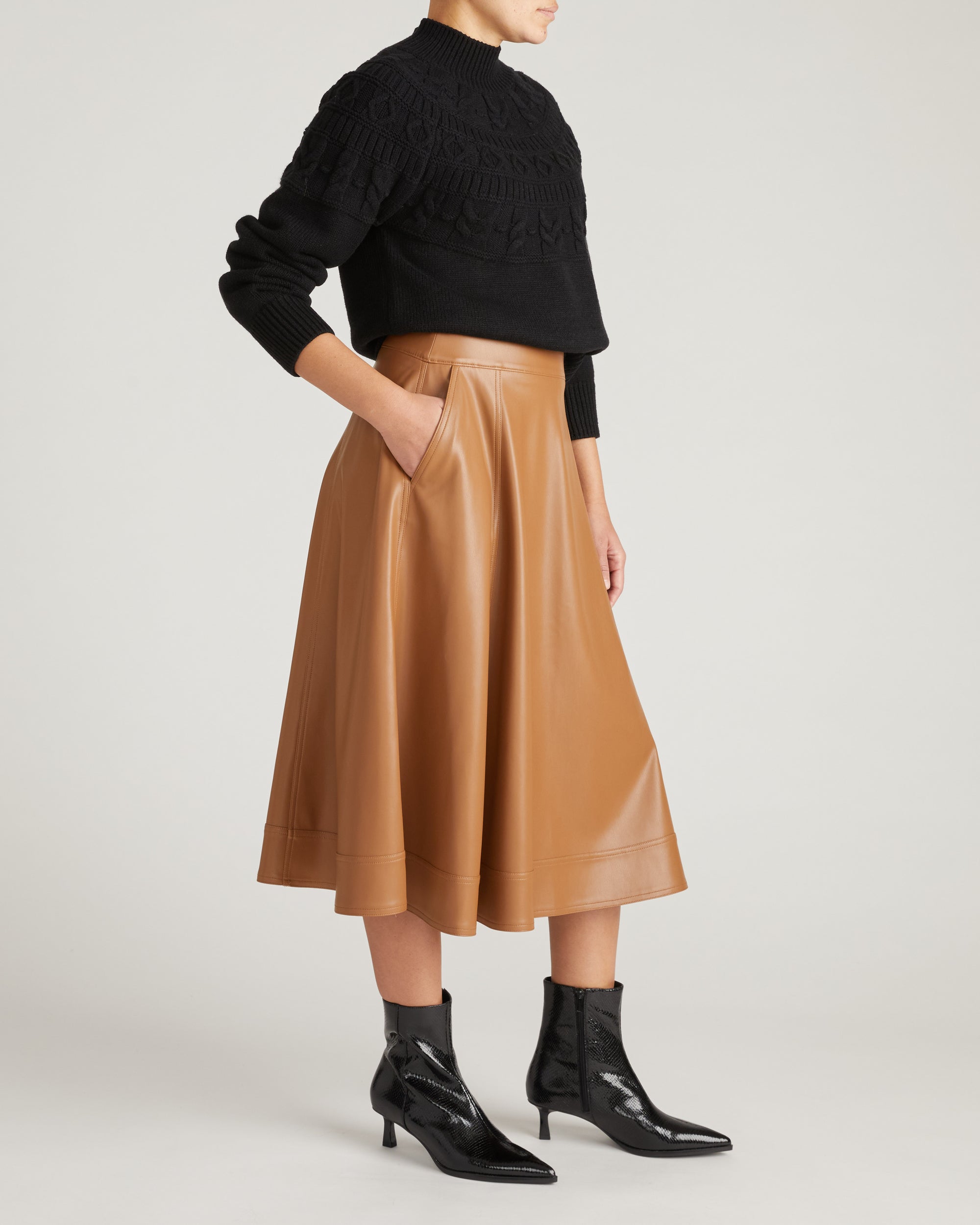Charlotte Vegan Leather Skirt - Classic Camel