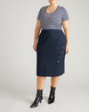 Anya Ponte Skirt - Navy with Gold Buttons