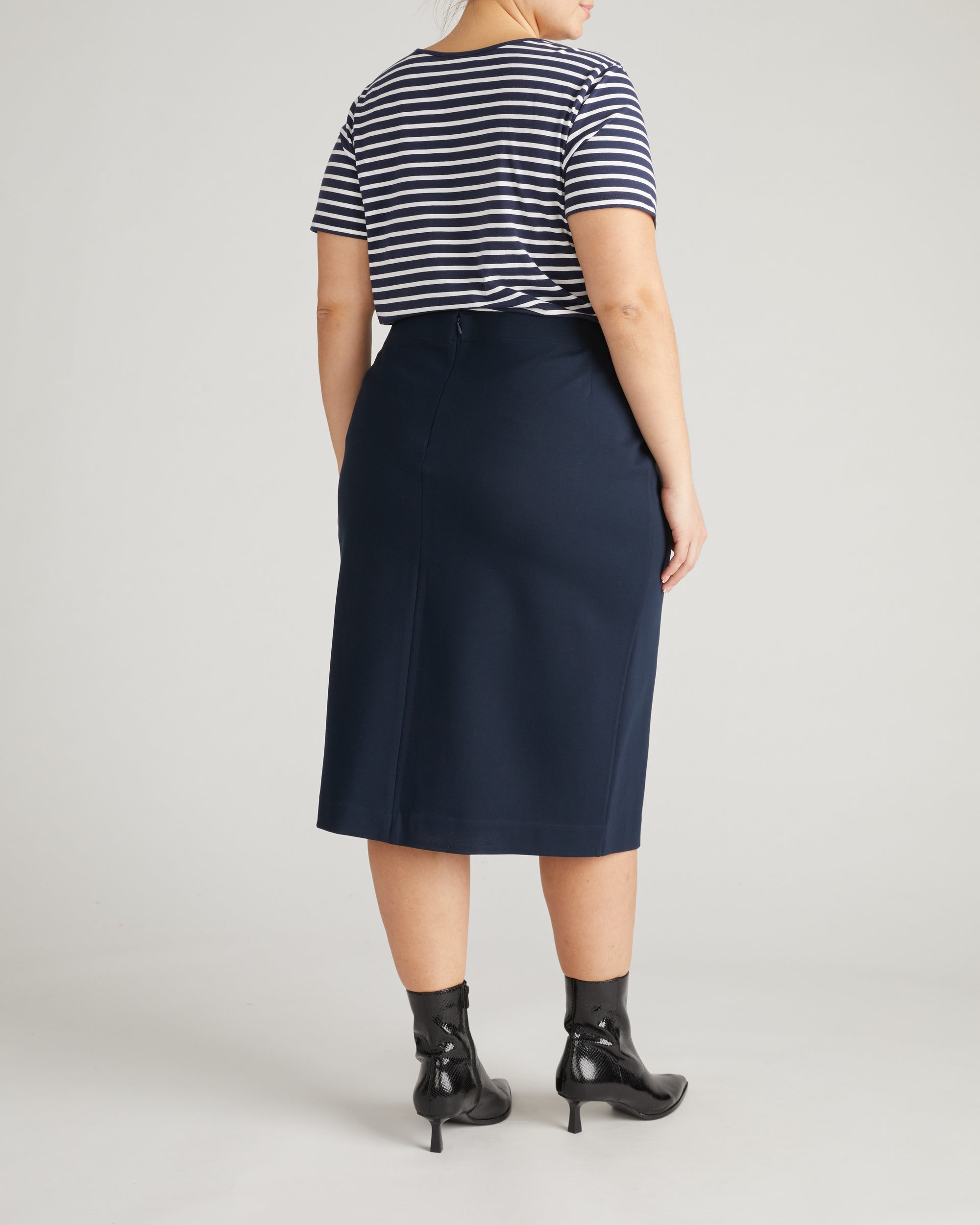 Anya Ponte Skirt - Navy with Gold Buttons