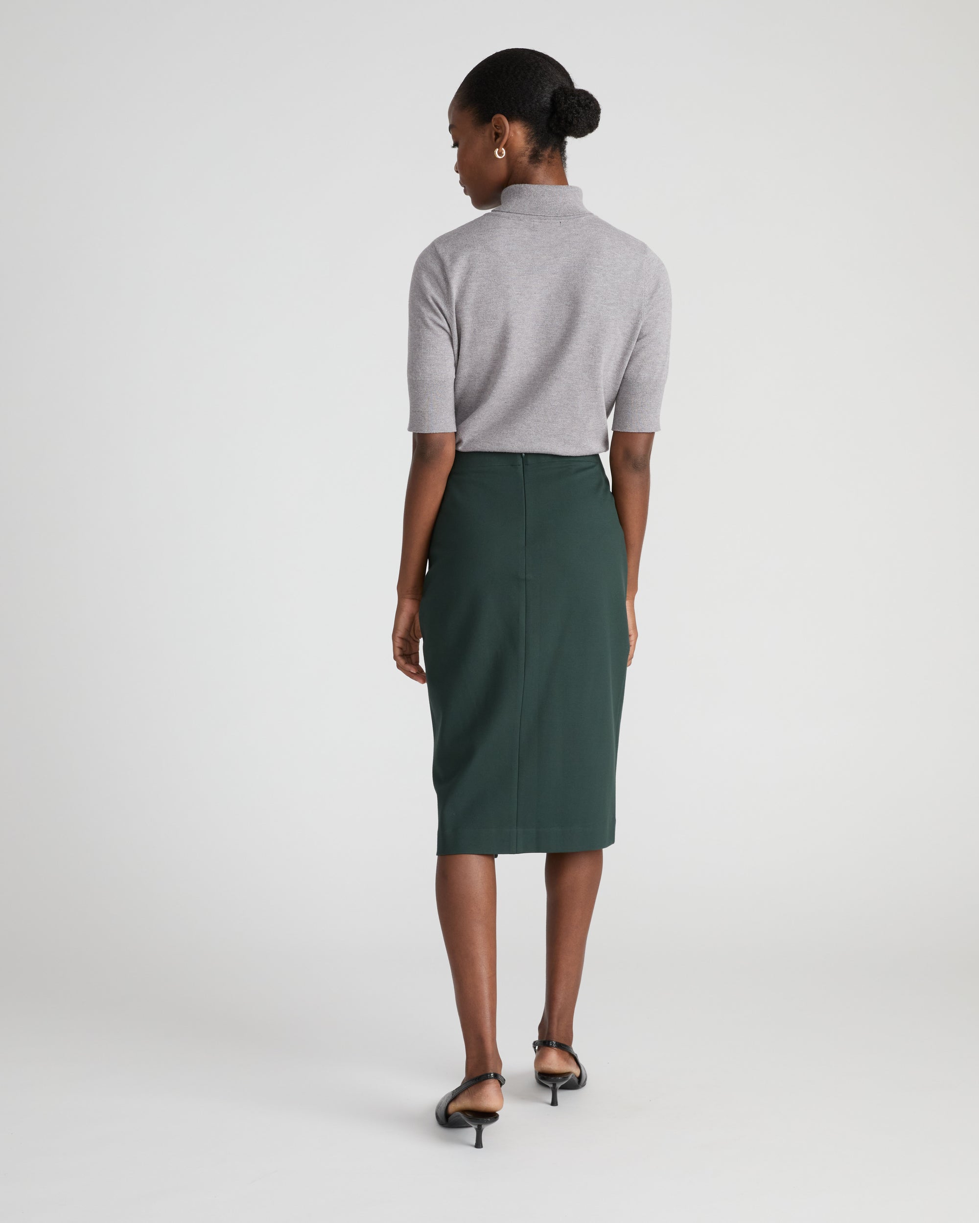 Anya Ponte Skirt - Green Gemstone with Gold Buttons | Plus Size & Straight Size Women's Fashion | Universal Standard