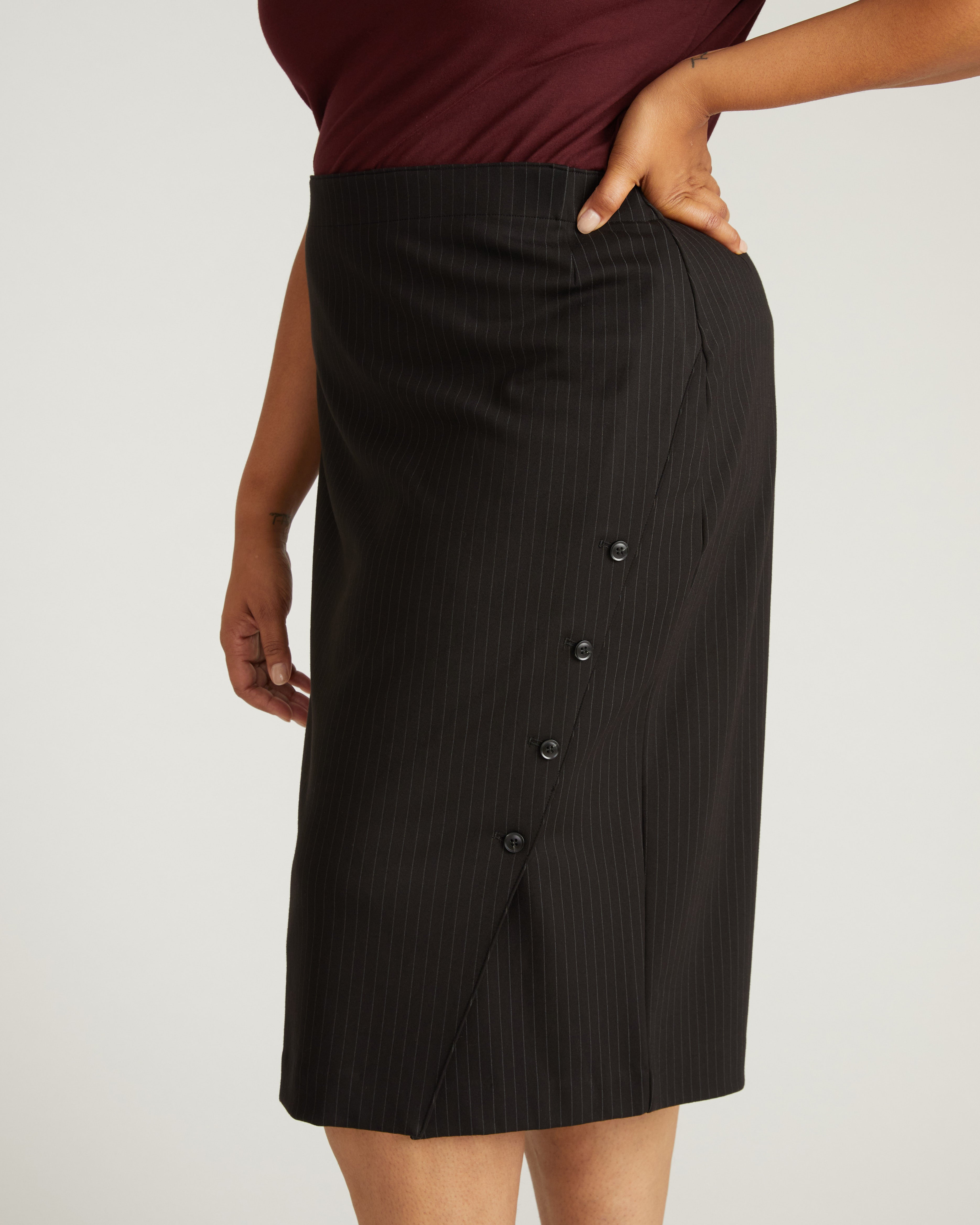 Anya Ponte Skirt - Slate Pinstripe – Universal Standard