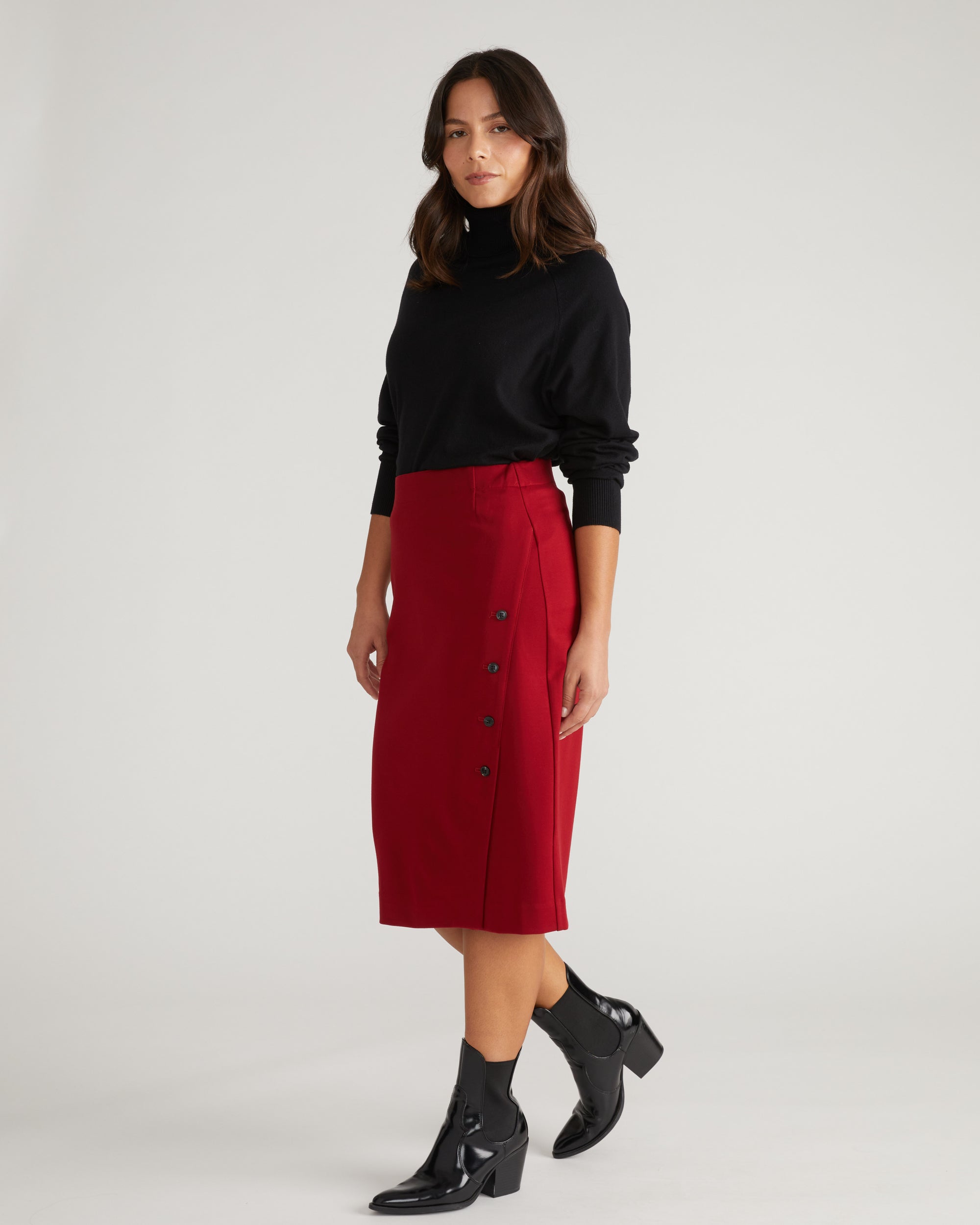 Anya Ponte Skirt - Garnet