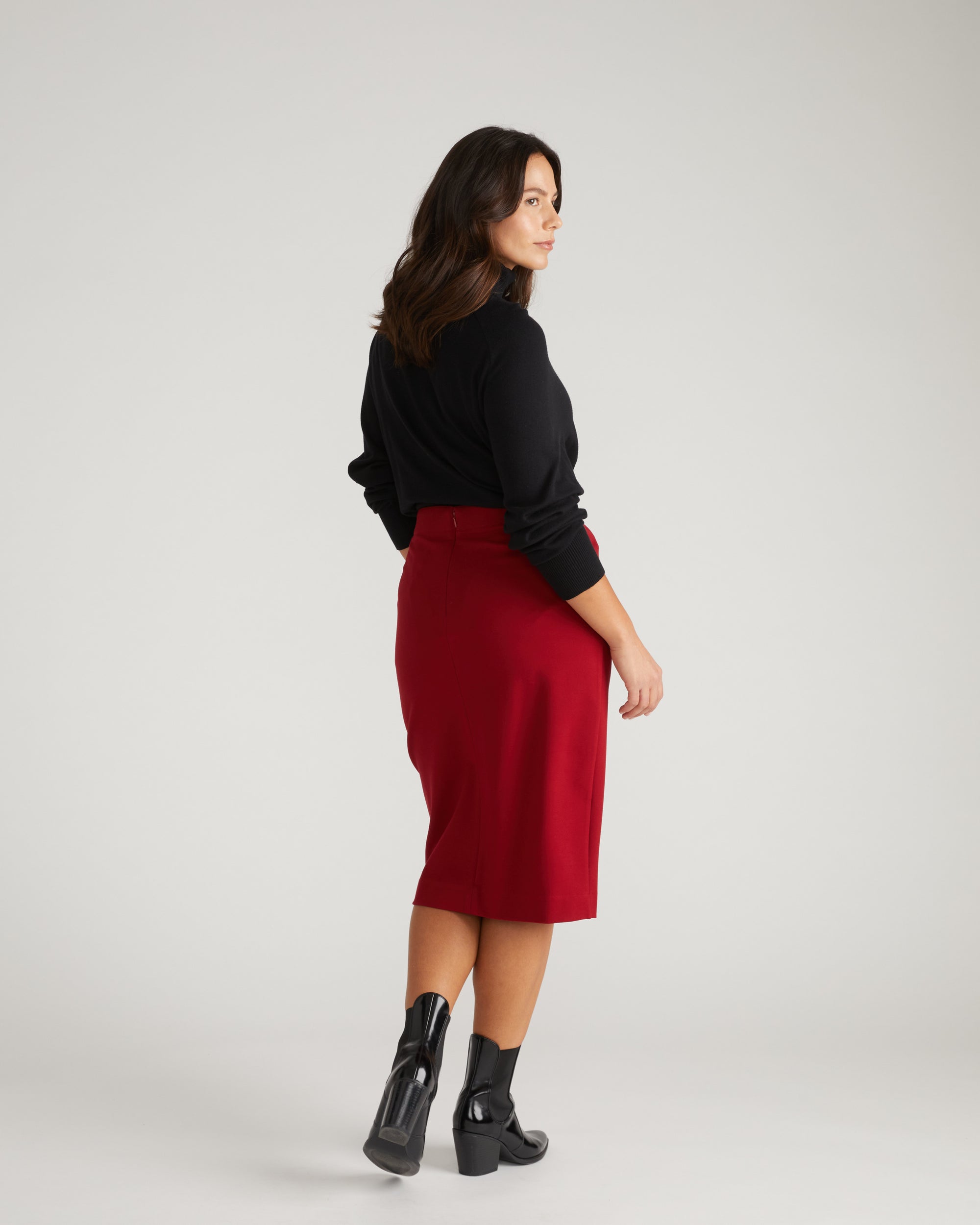 Anya Ponte Skirt - Garnet