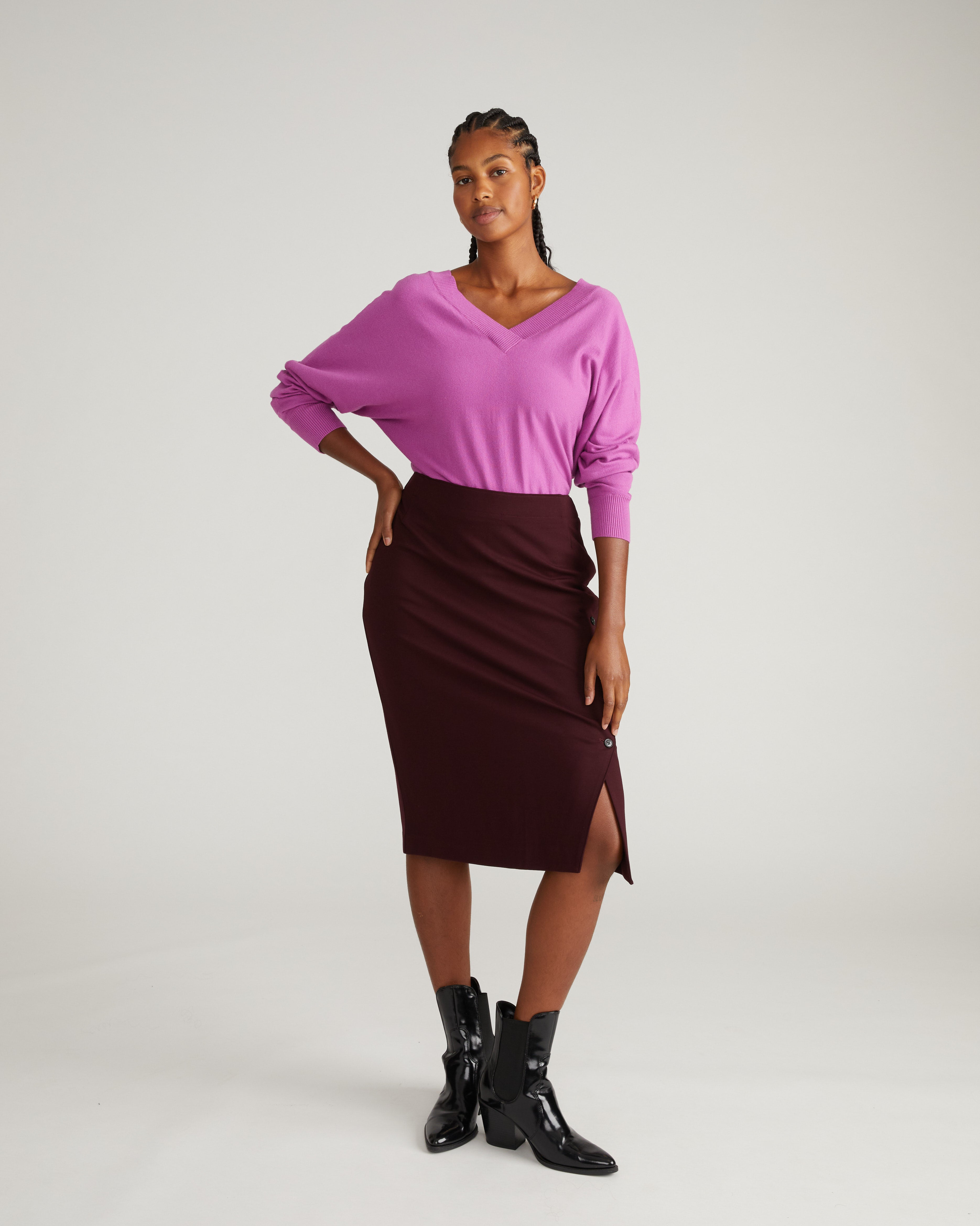 Anya Ponte Skirt - Black Cherry – Universal Standard