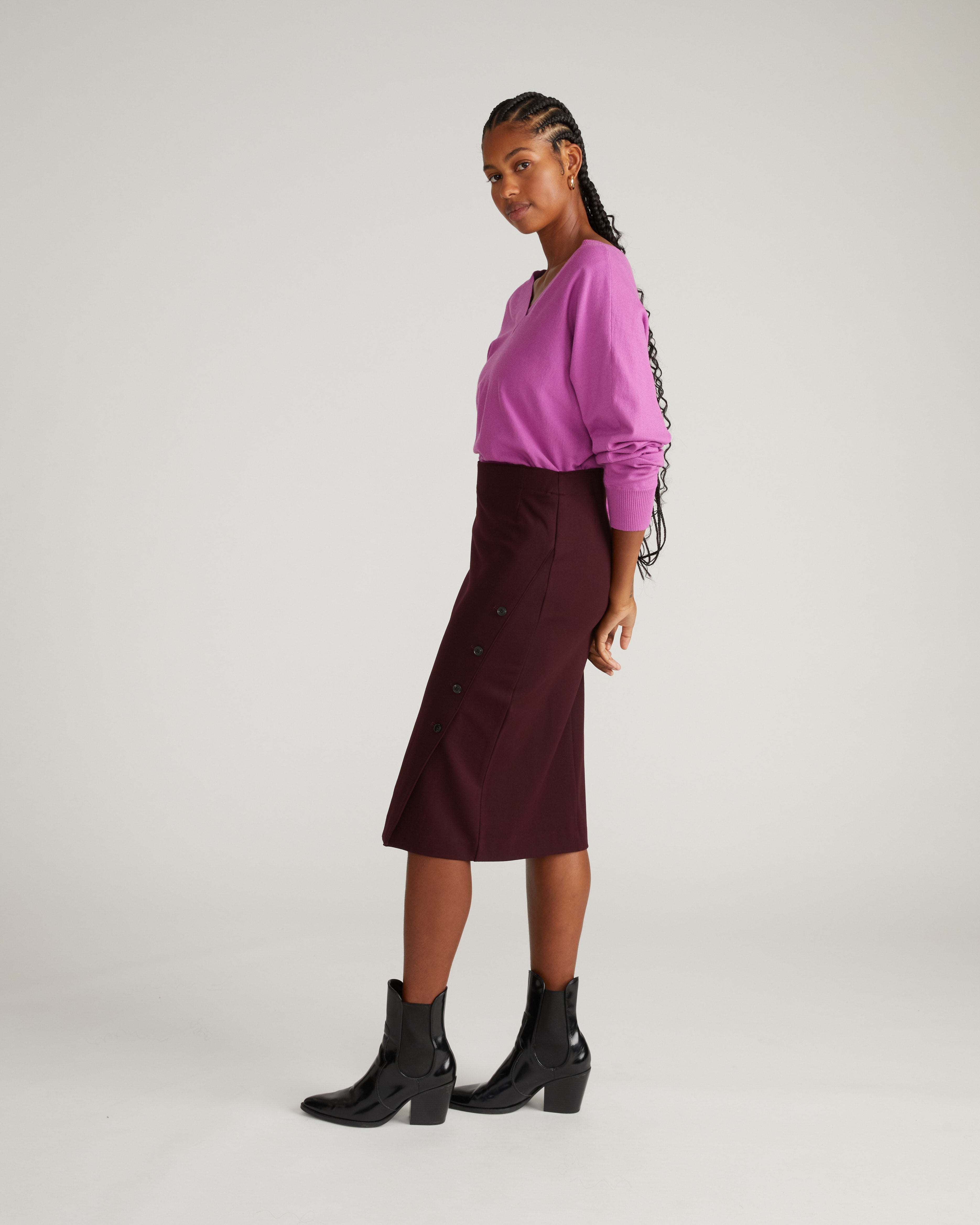 Anya Ponte Skirt - Black Cherry – Universal Standard