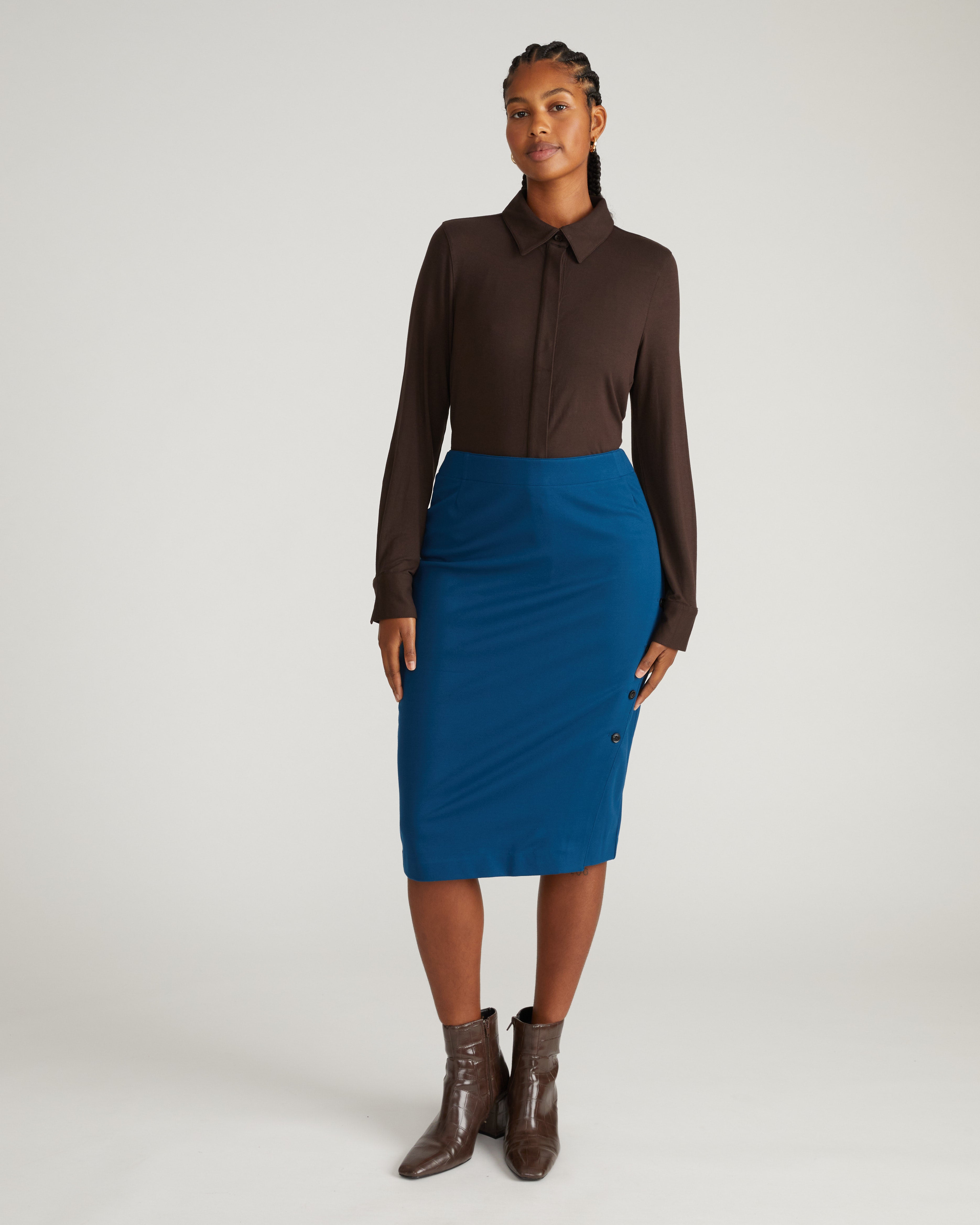 Anya Ponte Skirt - Deep Teal – Universal Standard