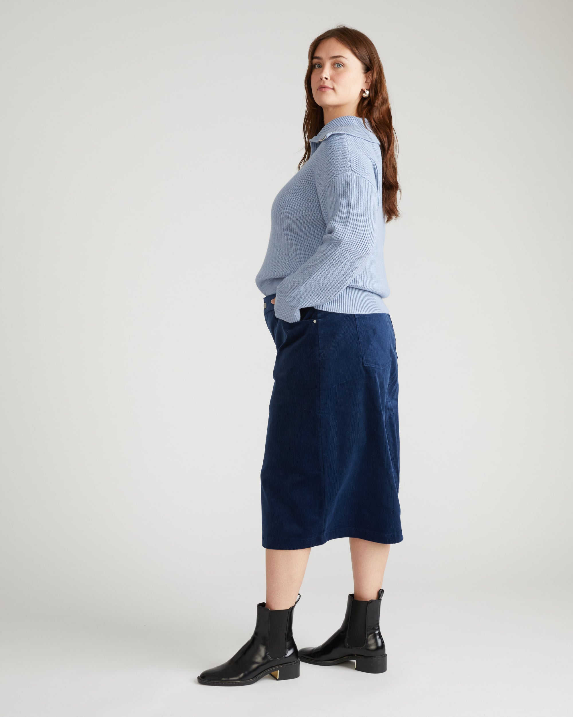 Suzi Corduroy Skirt - Pageant Blue