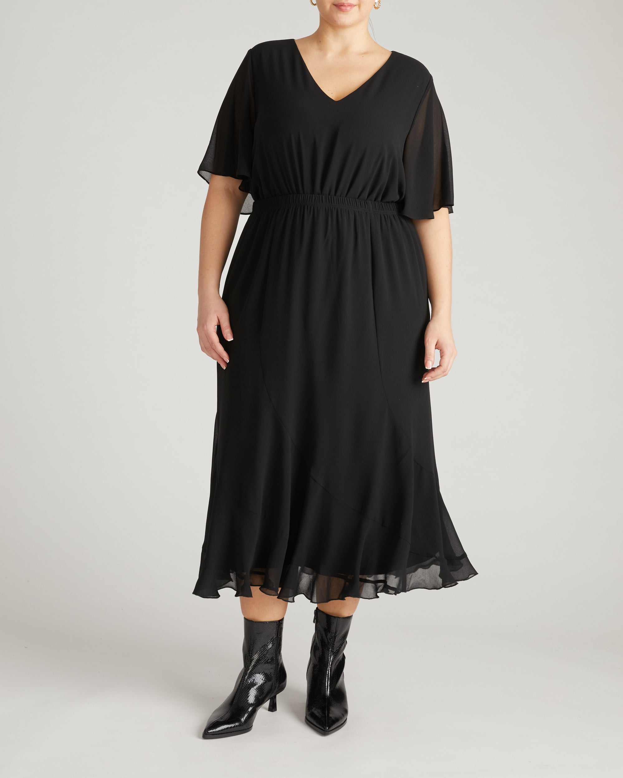 Navarte Chiffon Midi Skirt - Black