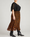 Navarte Chiffon Midi Skirt - Black/Orange Dot Print