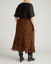 Navarte Chiffon Midi Skirt - Black/Orange Dot Print