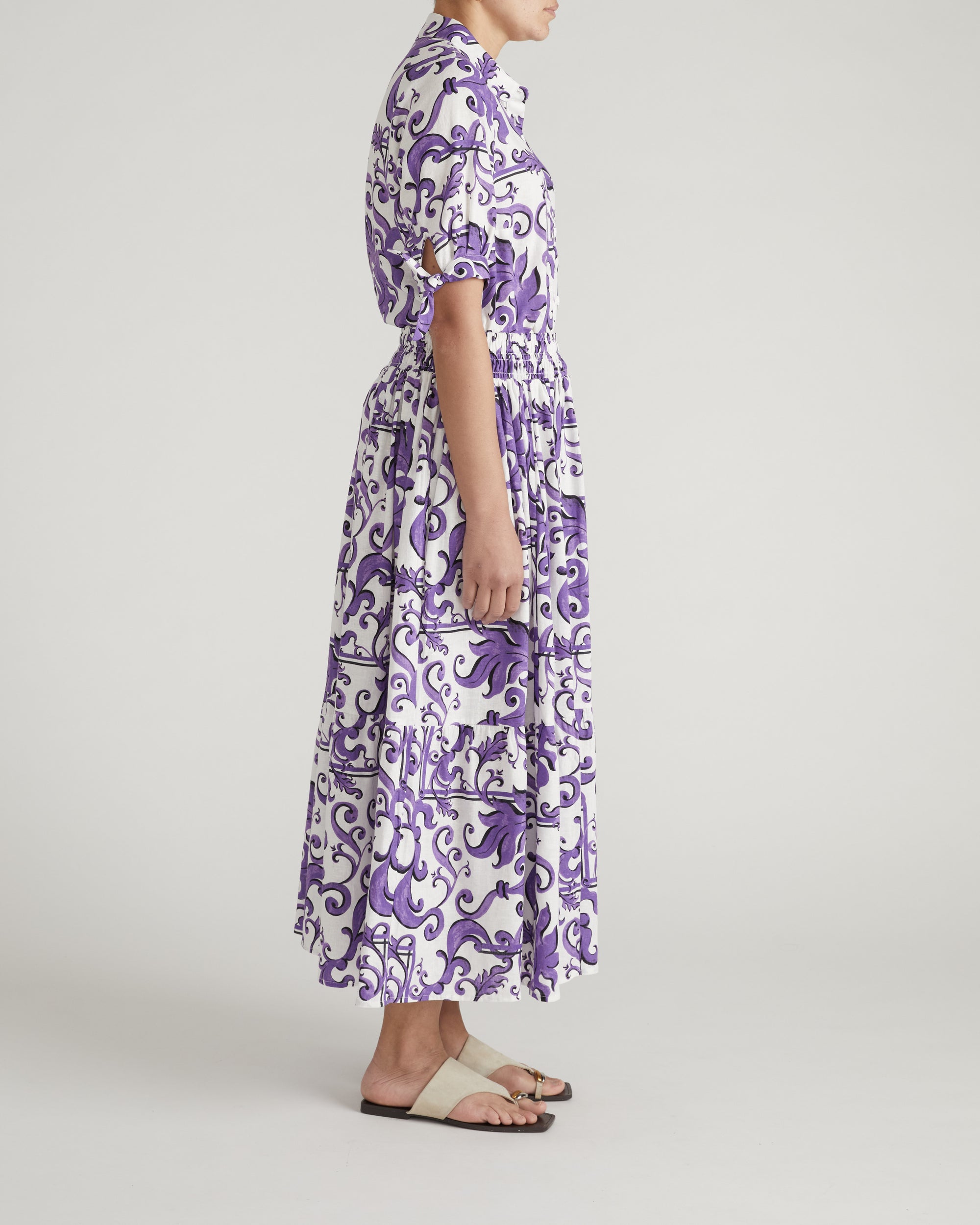Tosca Linen Maxi Skirt - Purple Majolica Print | Plus Size & Straight Size Women's Fashion | Universal Standard