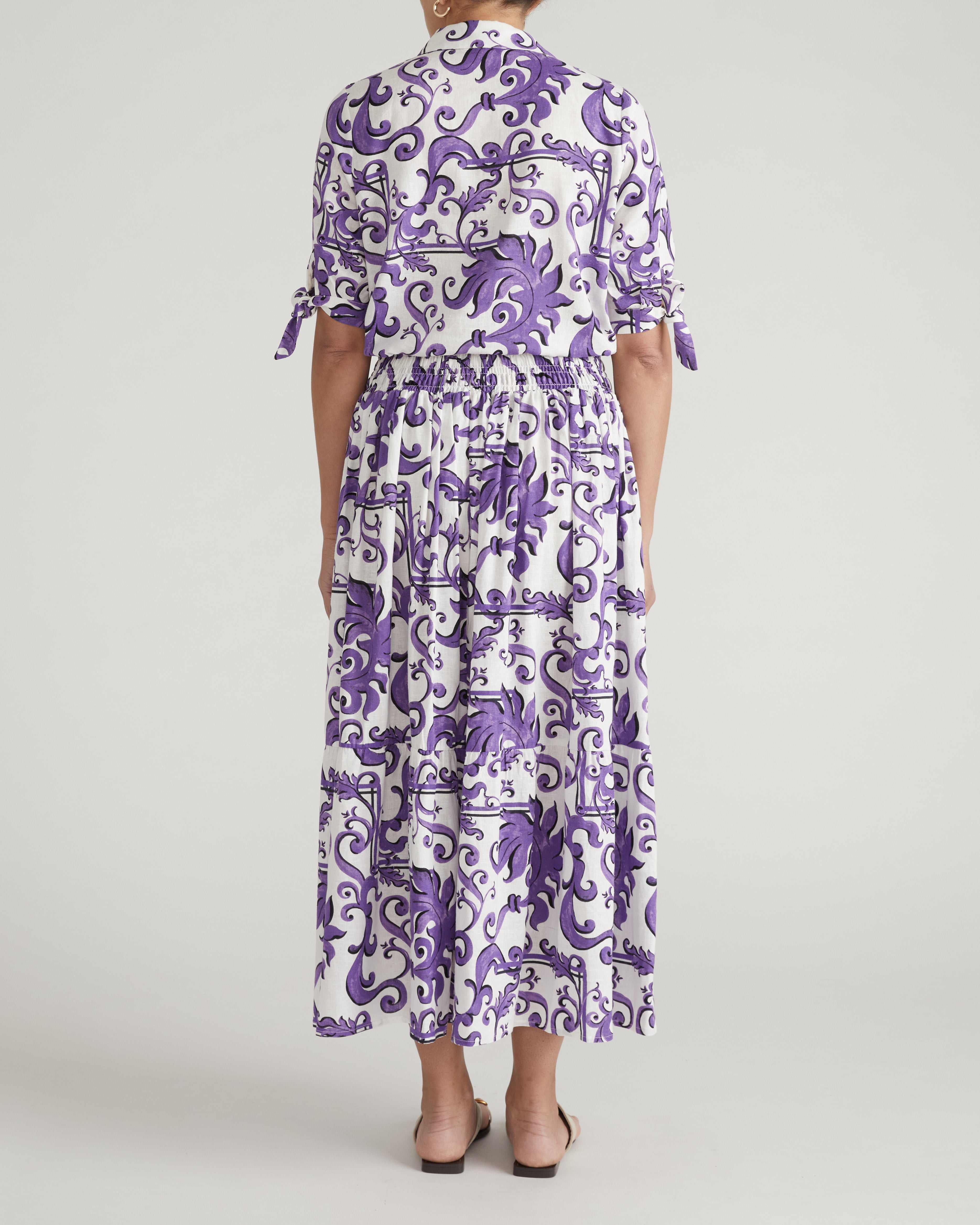 Tosca Linen Maxi Skirt - Purple Majolica Print – Universal Standard