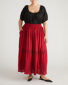 Tosca Embroidered Linen Maxi Skirt - Vibrant Red | Plus Size & Straight Size Women's Fashion | Universal Standard