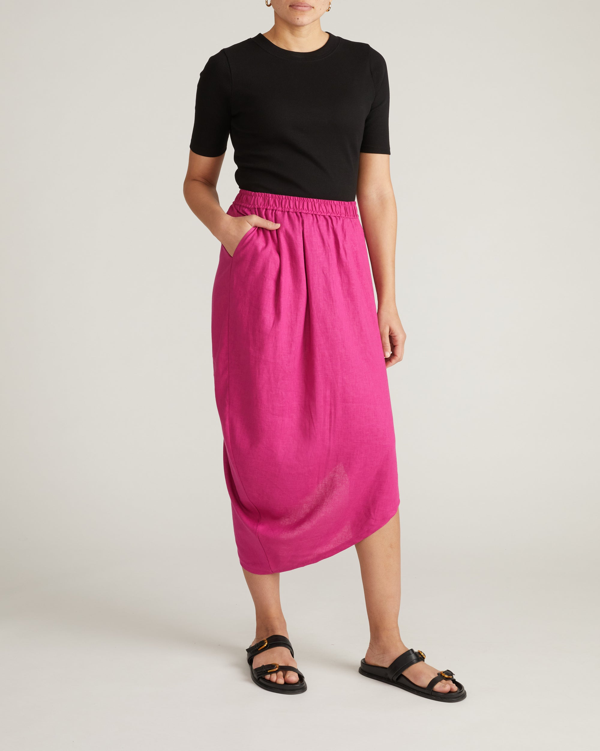 Geneva Linen Blend Skirt - Hyper Pink | Plus Size & Straight Size Women's Fashion | Universal Standard