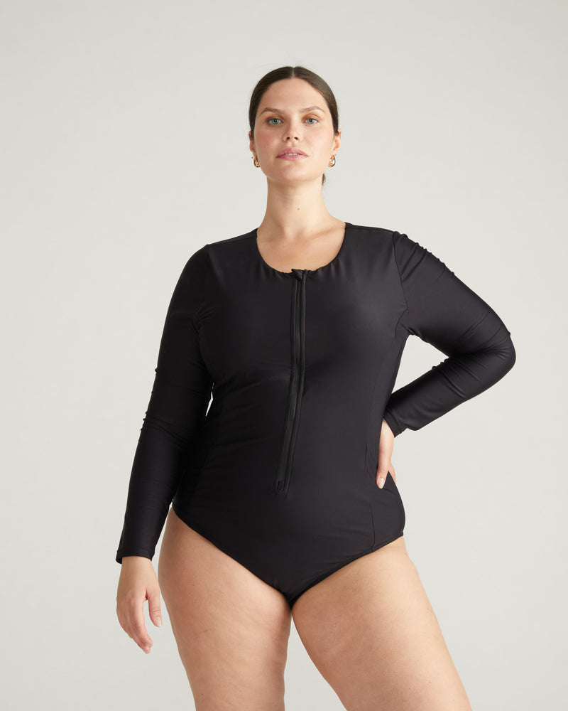 The Surf Long Sleeve Swimsuit - Black