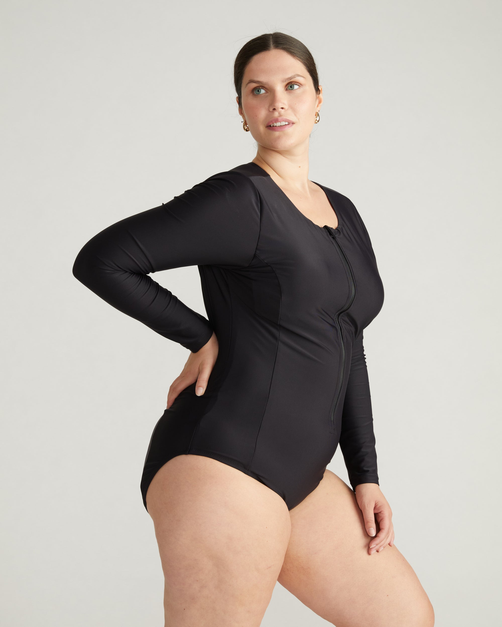 The Surf Long Sleeve Swimsuit - Black