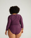 The Surf Long Sleeve Swimsuit - Deep Pansy