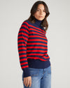 Renee Savvy Fine Knit Raglan Turtleneck - Navy/Red Stripes