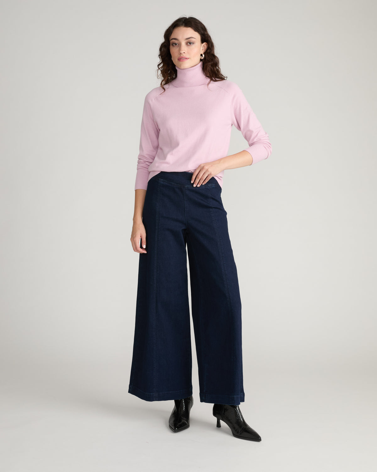 Renee Savvy Fine Knit Raglan Turtleneck - Pink Dreams