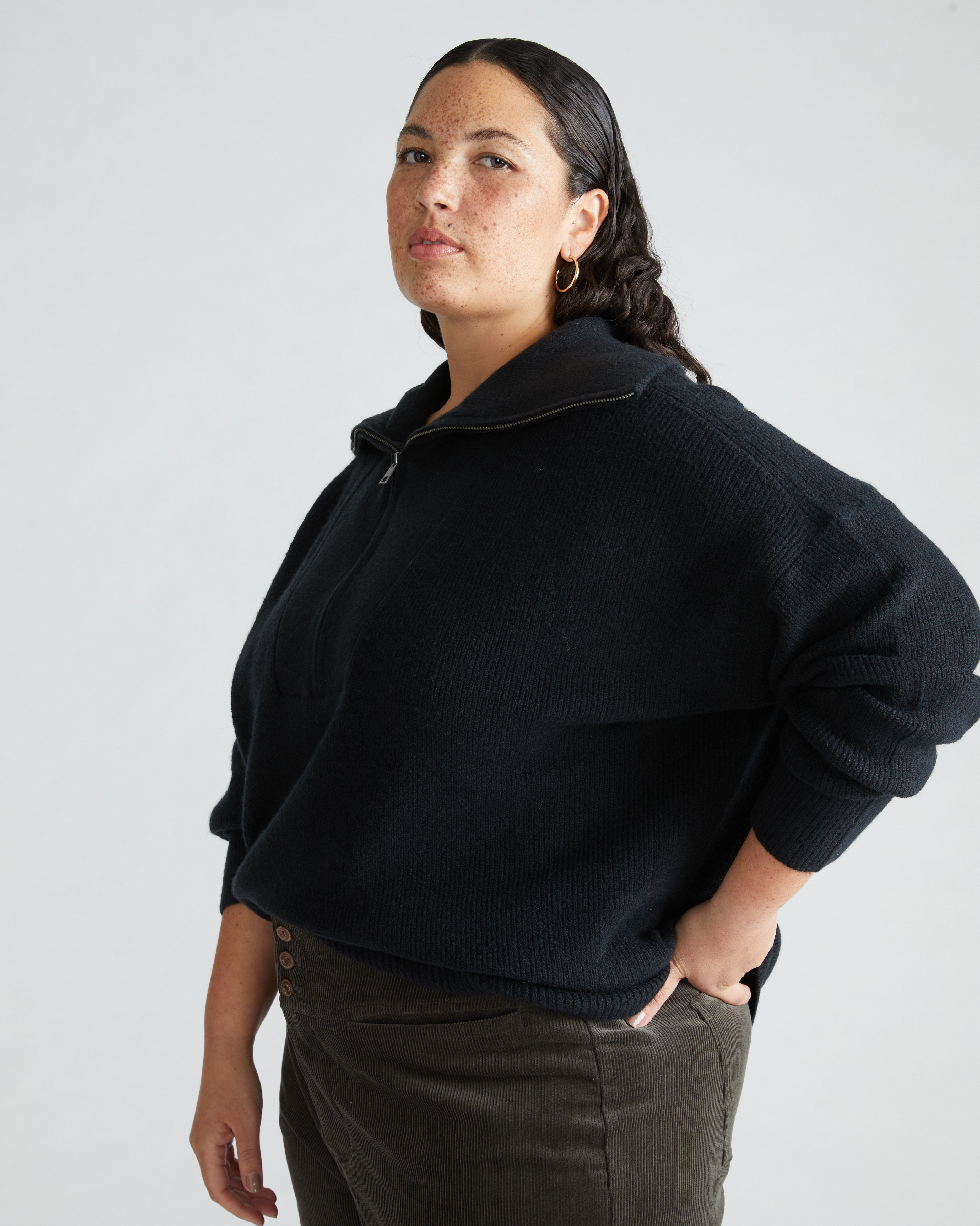 Half Zip Eco Blanket Sweater - Black – Universal Standard