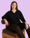 Savvy Fine Knit Sweater Blouse - Black
