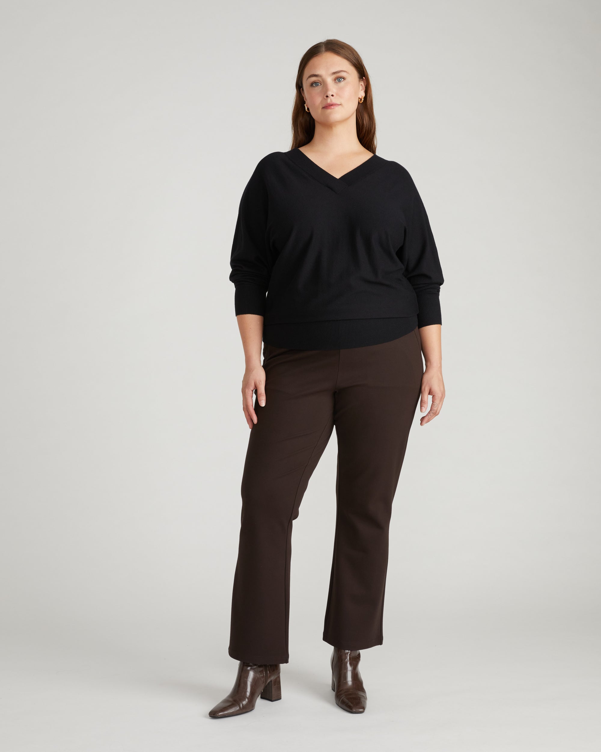 Savvy Fine Knit Sweater Blouse - Black