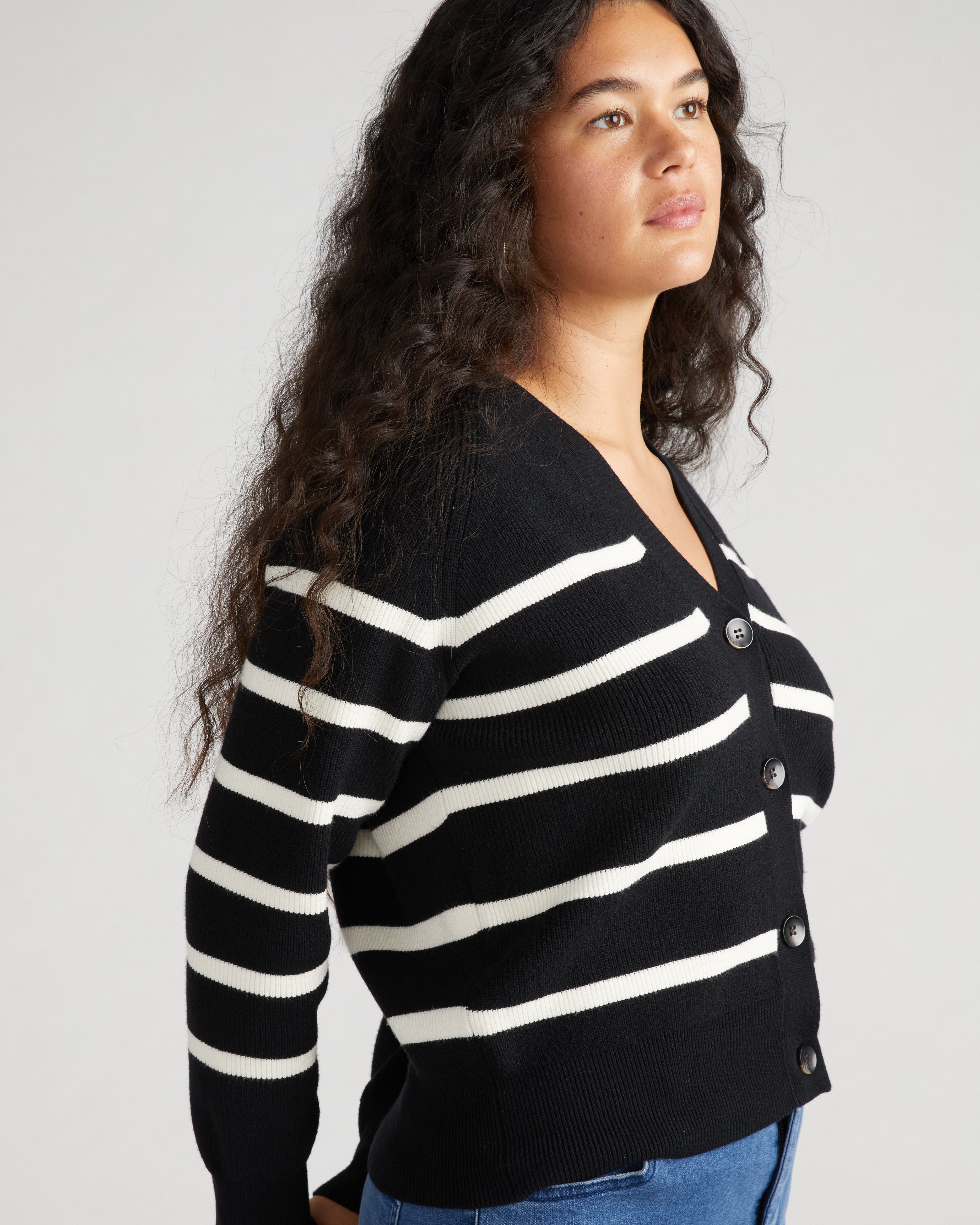 Better-Than-Wool Cardigan - Black/Cream Stripe – Universal Standard