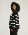 Bardot Wide Sleeve Cotton Sweater - Black/White