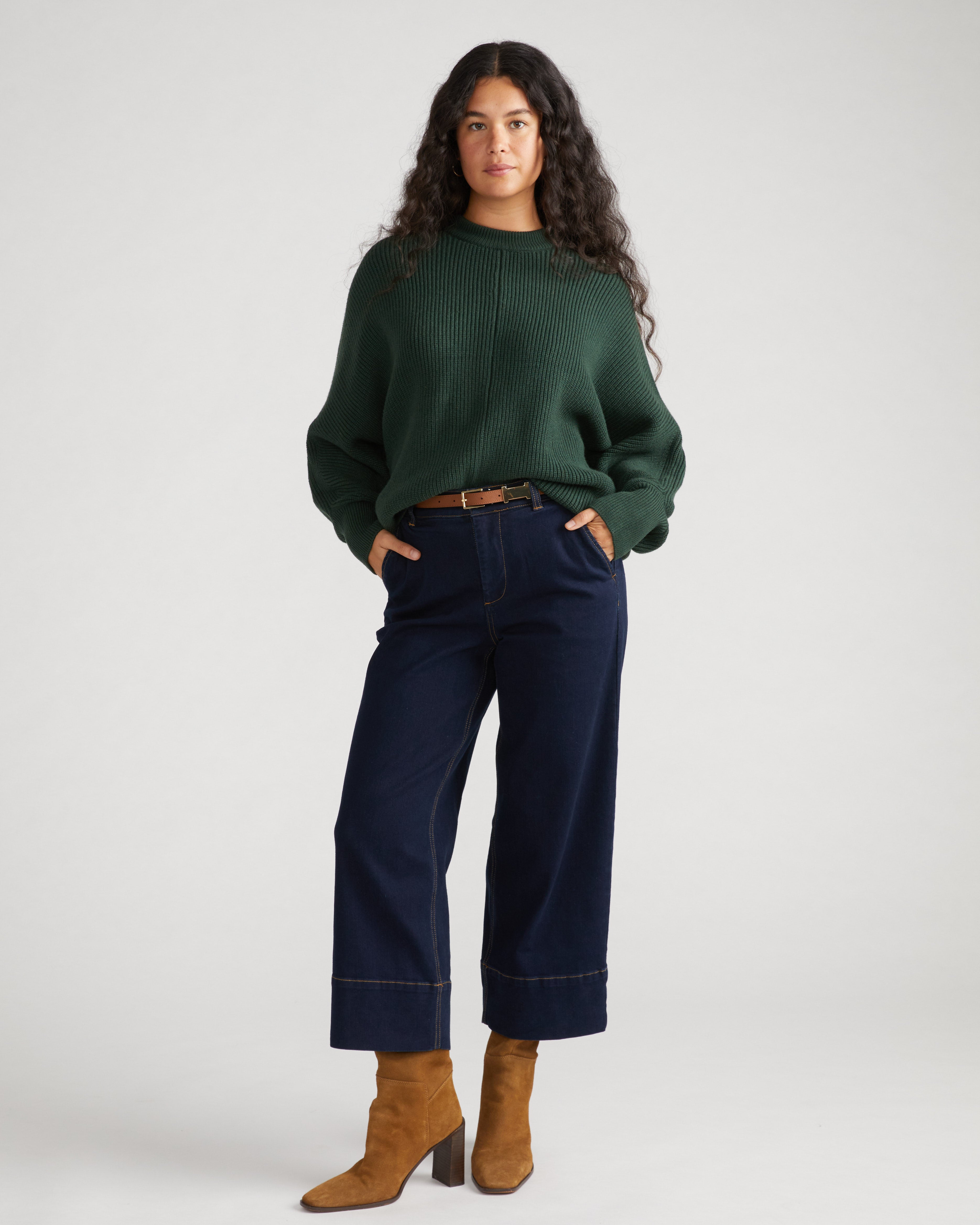 【SCENERITY】Carol Wide Jeans Carol High Rise Cropped Jeans - Dark Indigo – Universal Standard