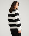 Savvy Fine Knit Cardigan - Black/Ecru Rugby Stripe