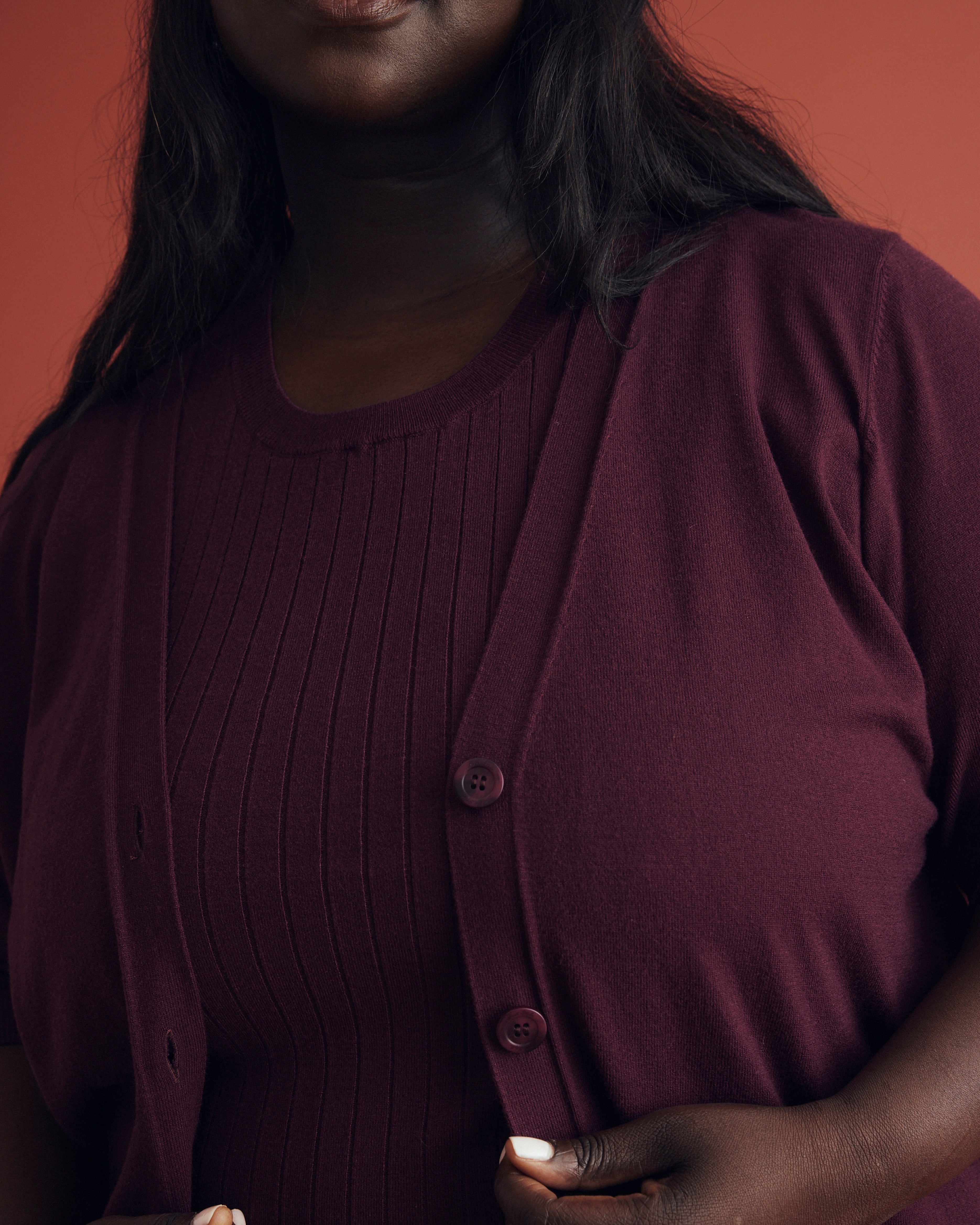 Savvy Fine Knit Cardigan - Black Cherry – Universal Standard