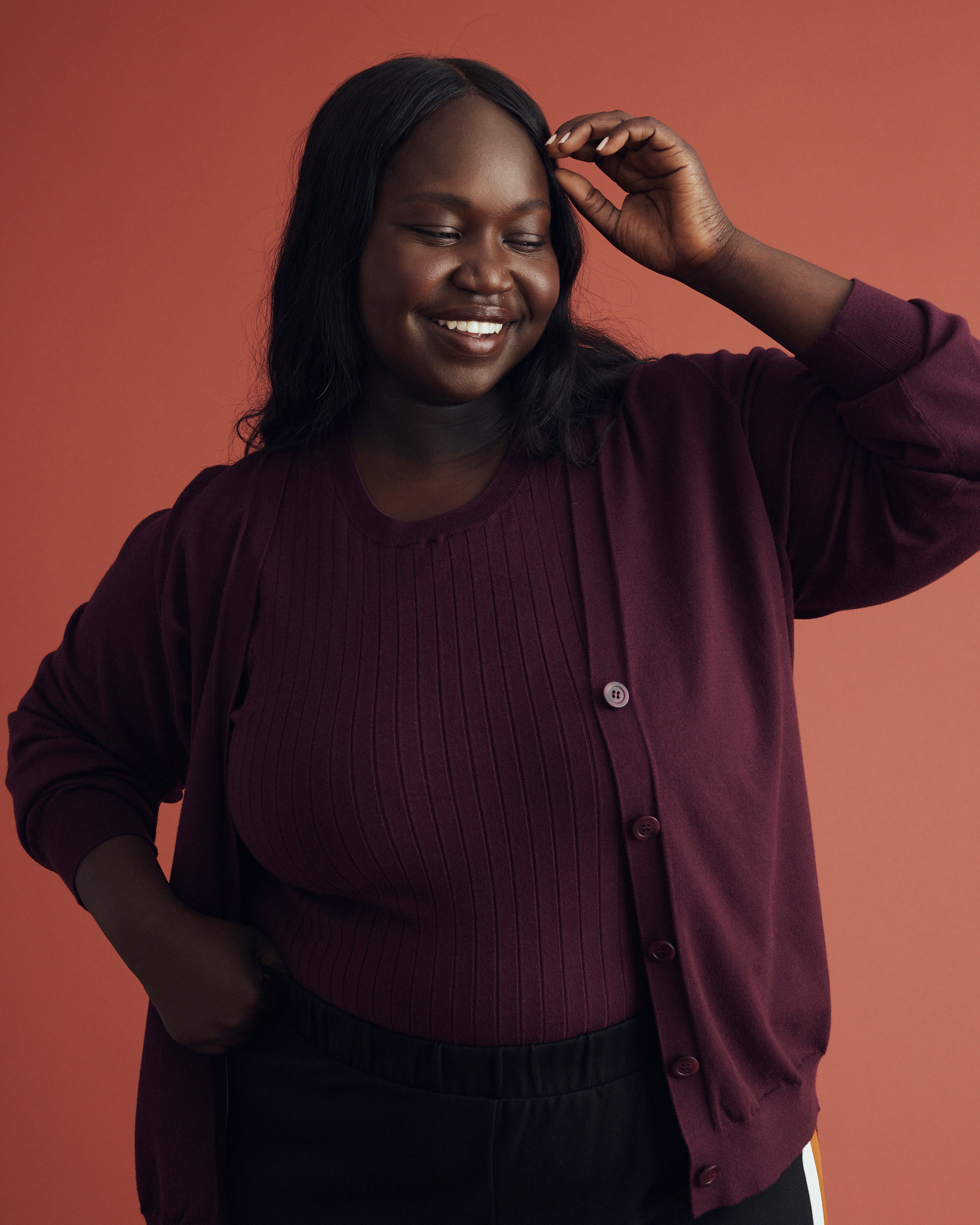 Savvy Fine Knit Cardigan - Black Cherry – Universal Standard