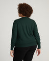 Savvy Fine Knit V Sweater - Green Gemstone