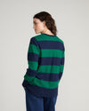 Savvy Fine Knit V Sweater - Green/Navy Rugby Stripe | Plus Size & Straight Size Women's Fashion | Universal Standard
