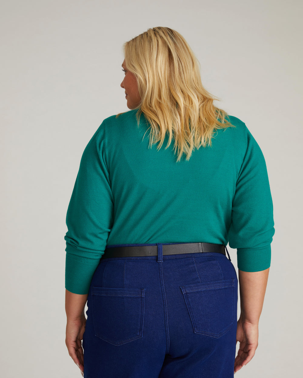 Savvy Fine Knit V Sweater - Green Tourmaline