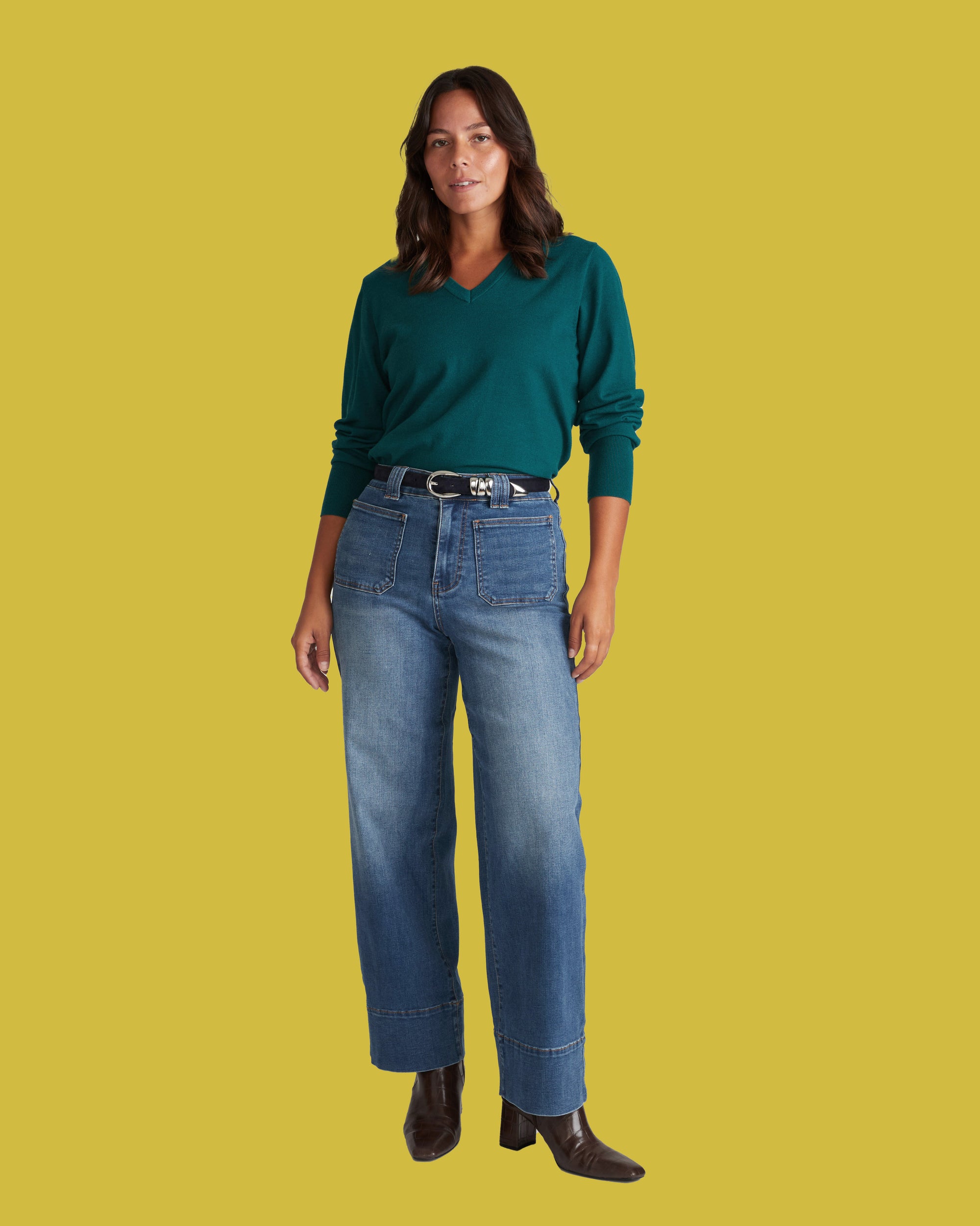 Savvy Fine Knit V Sweater - Botanic