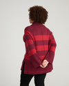Better-Than-Wool Oversize Turtleneck Sweater - Black Cherry/Red Rugby Stripe