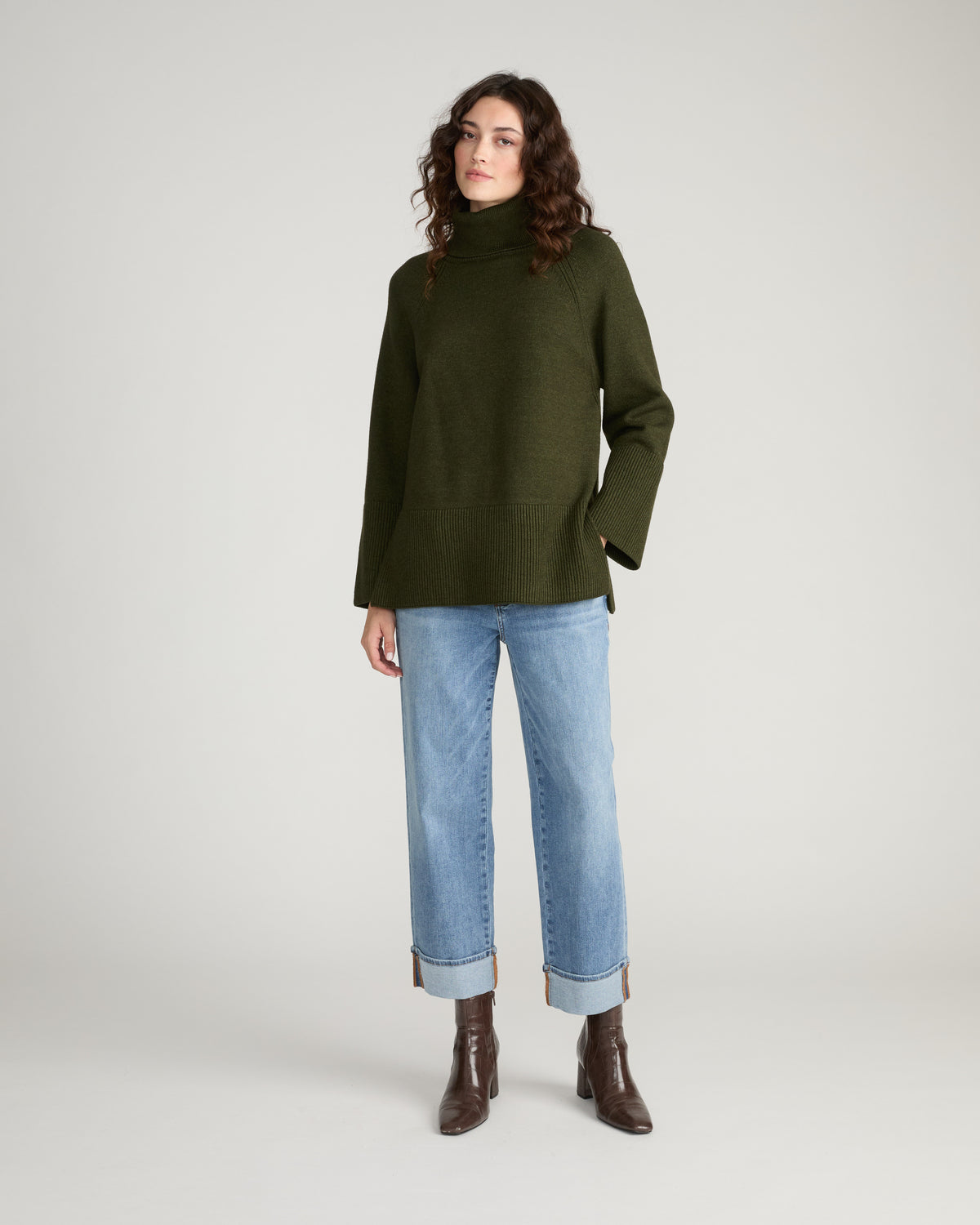 Better-Than-Wool Oversize Turtleneck Sweater - Deep Moss