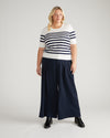 Savvy Fine Knit Sweater Top - Cream/Navy Stripes