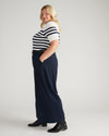 Savvy Fine Knit Sweater Top - Cream/Navy Stripes