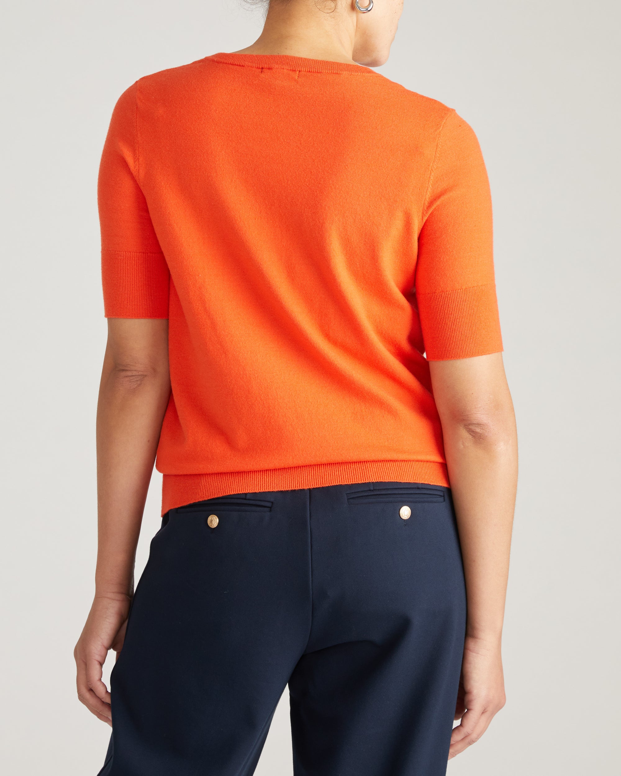 Savvy Fine Knit Sweater Top - Orange Flame