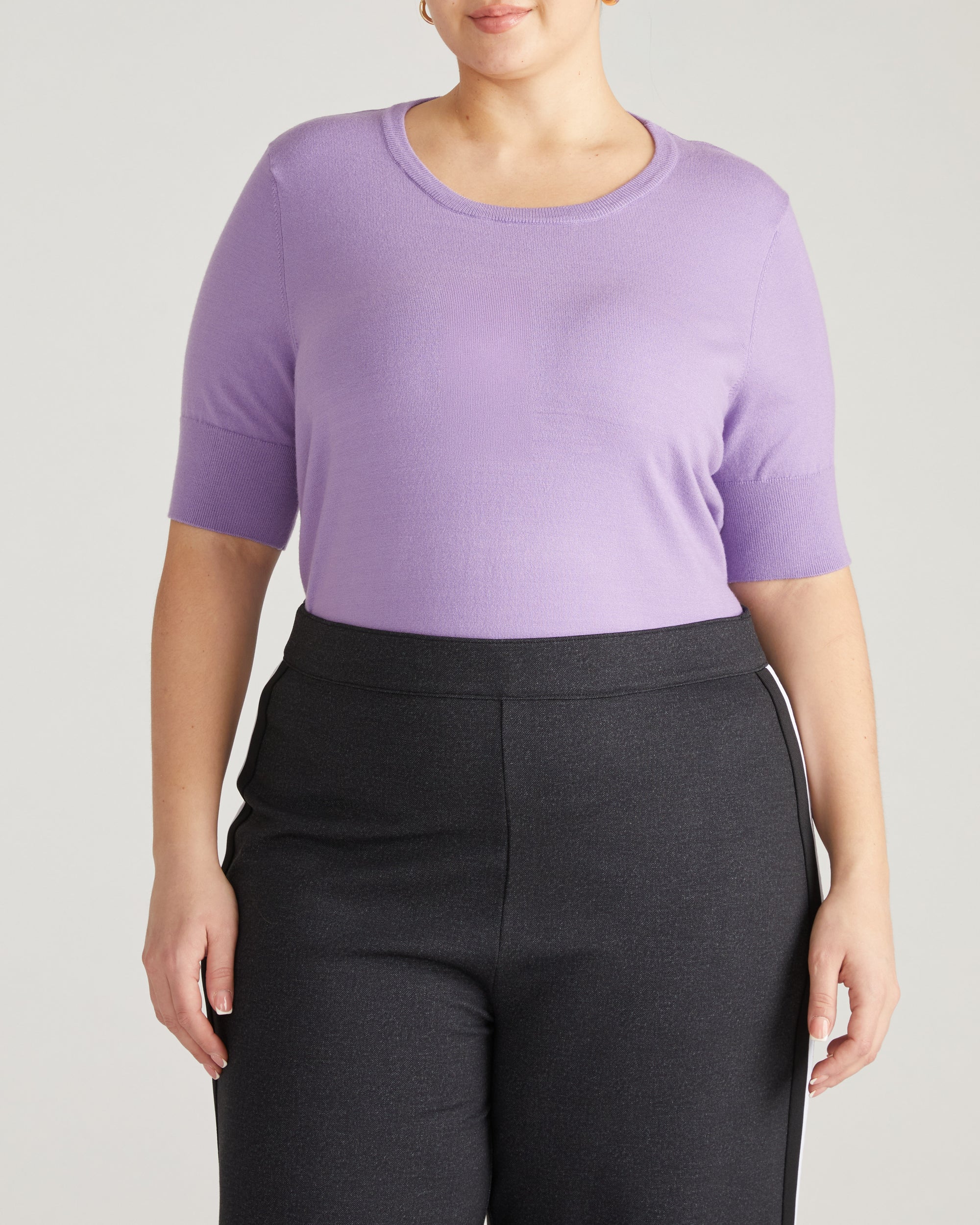 Savvy Fine Knit Sweater Top - Purple Posey