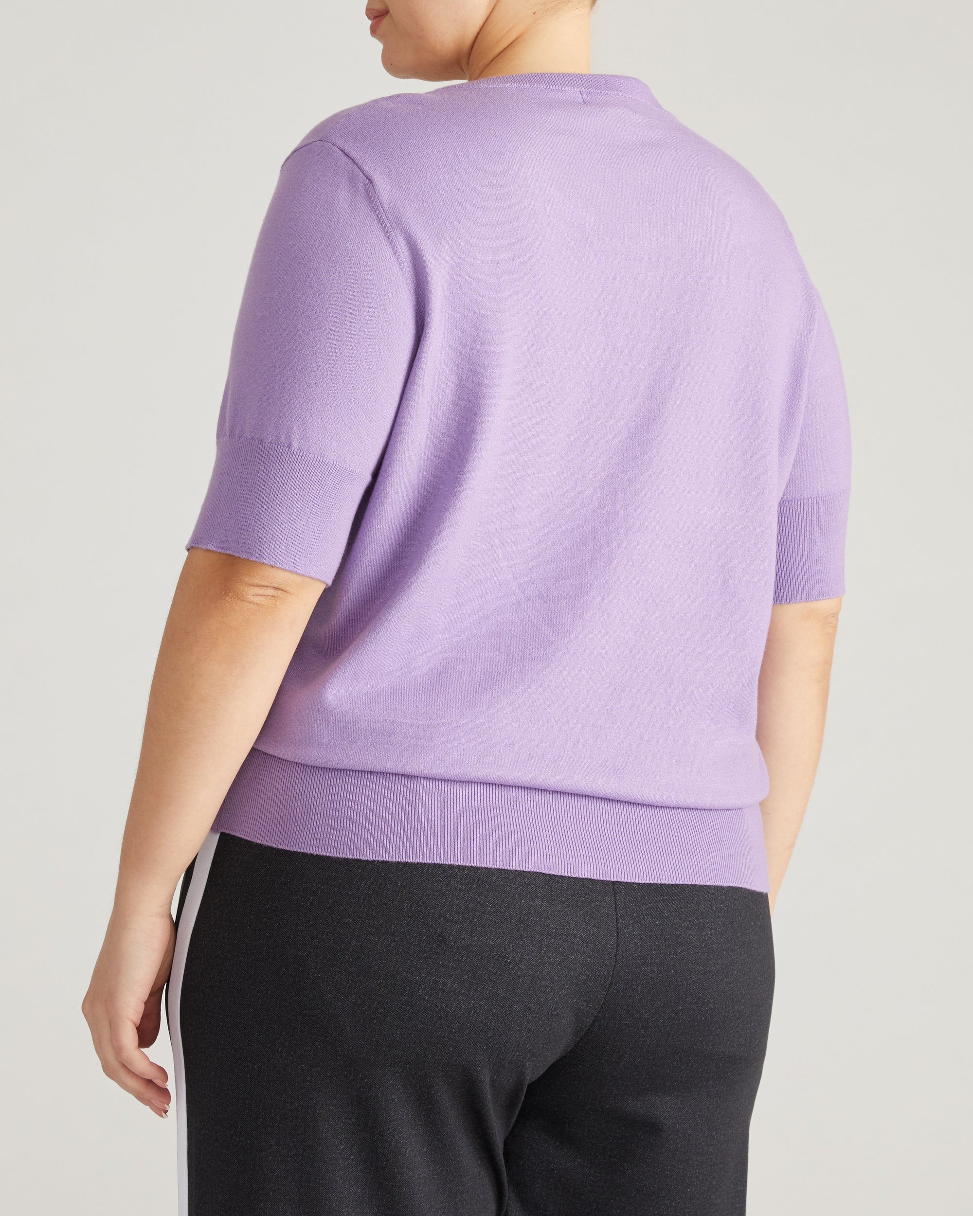 Savvy Fine Knit Sweater Top - Purple Posey
