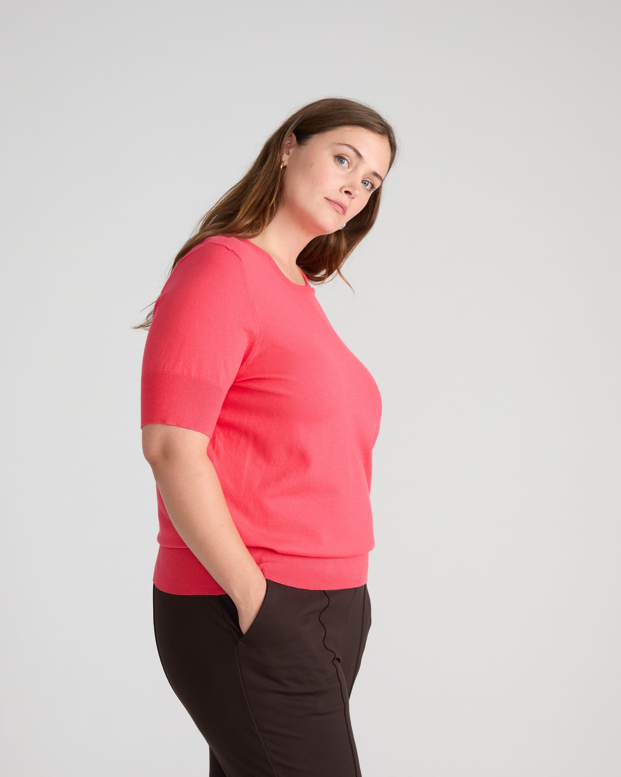 Savvy Fine Knit Sweater Top - Cinnamon Rose | Plus Size & Straight Size Women's Fashion | Universal Standard