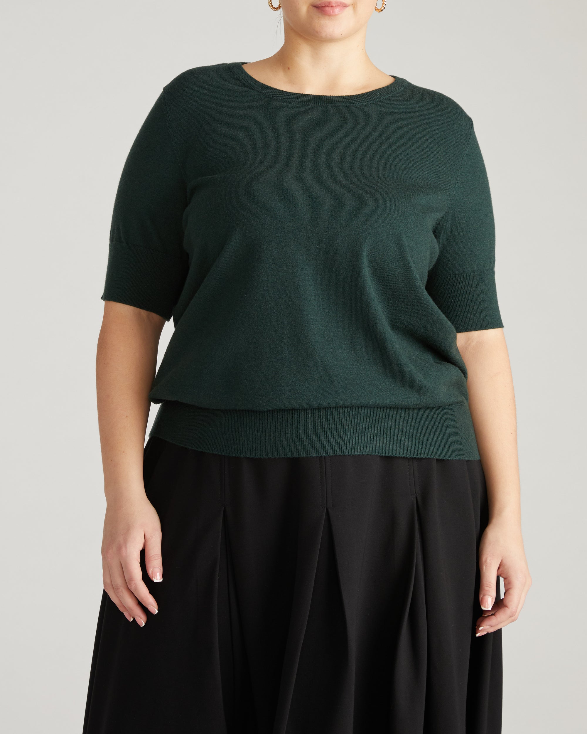Savvy Fine Knit Sweater Top - Forest Green
