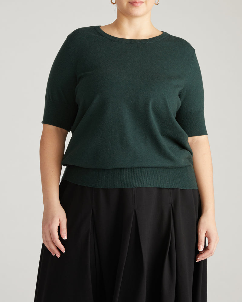 Savvy Fine Knit Sweater Top - Forest Green