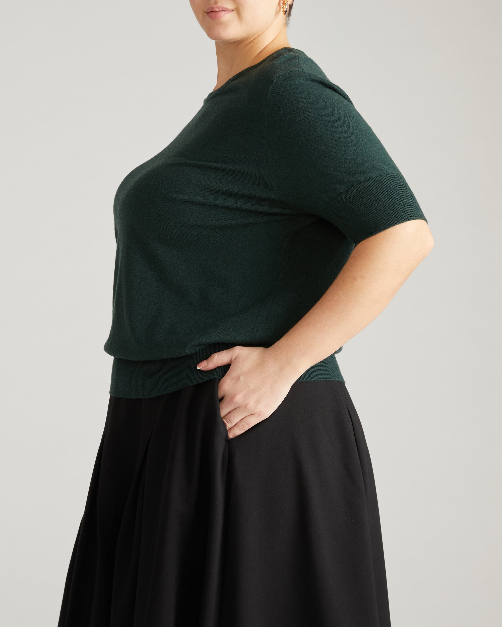 Savvy Fine Knit Sweater Top - Forest Green