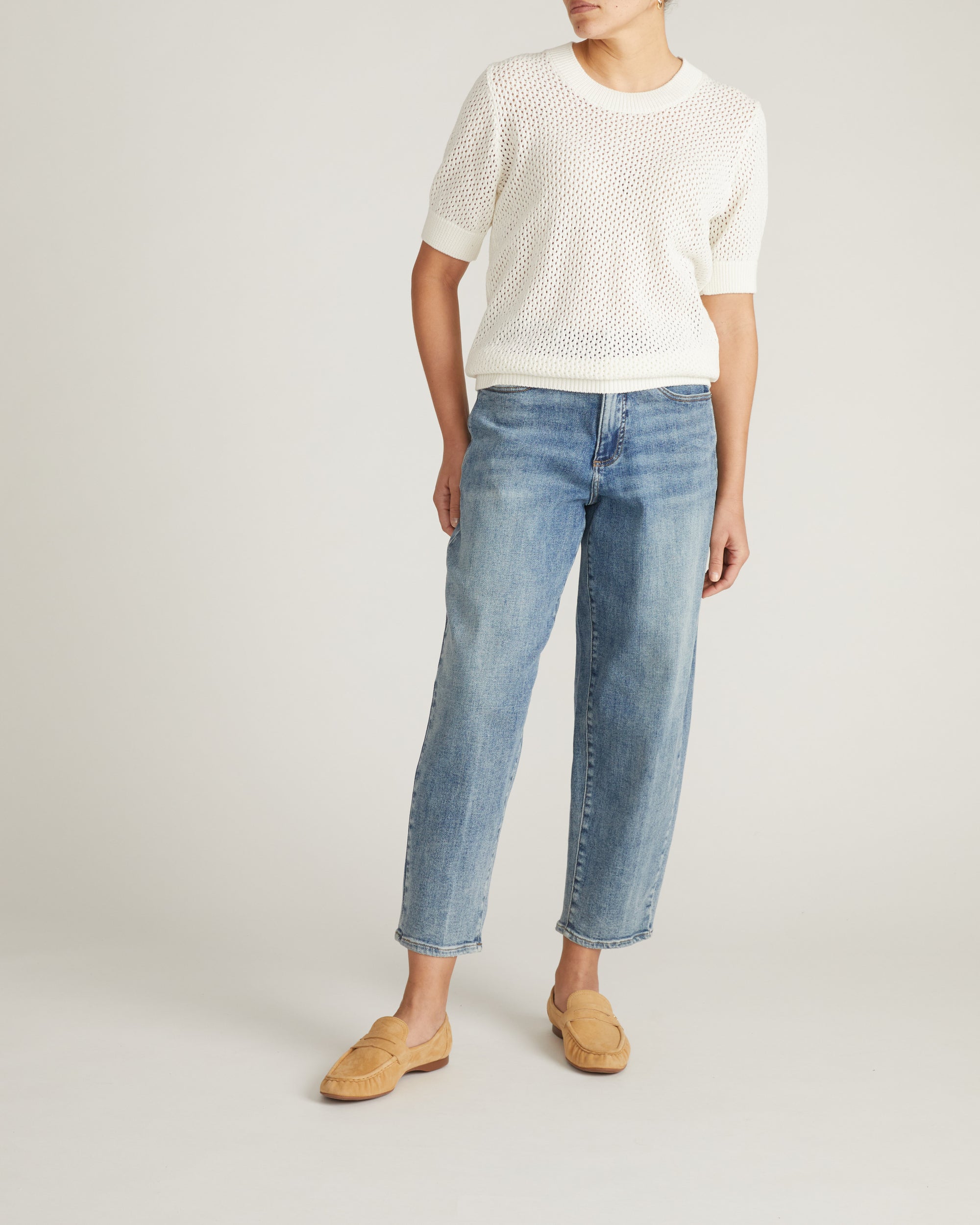 Rosie Pointelle Sweater Top - White | Plus Size & Straight Size Women's Fashion | Universal Standard